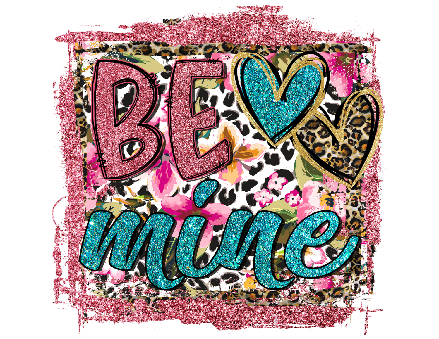 Be Mine -Leopard and Blue Heart