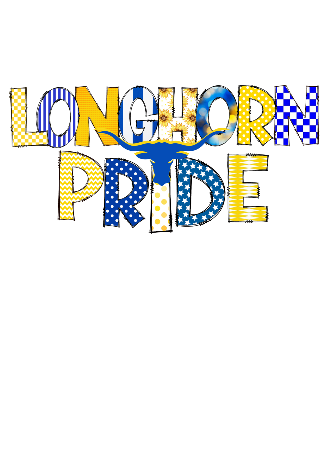 Longhorn Pride Doodle Letters