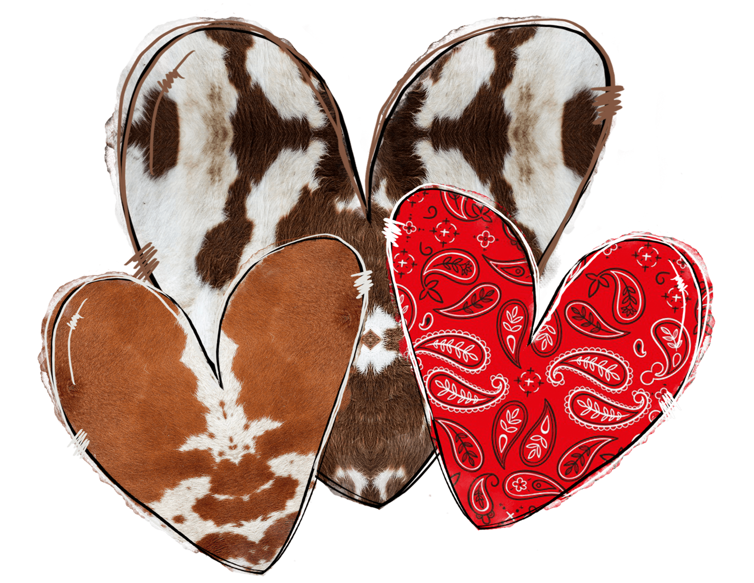 Cowprint bandana hearts