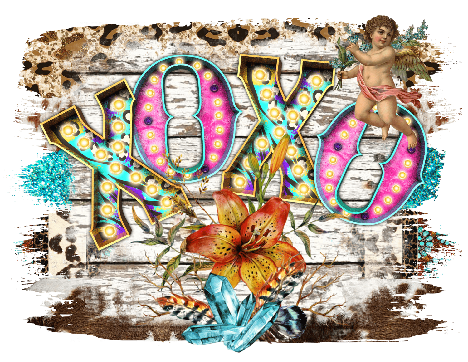 XoXo with brushstroke background