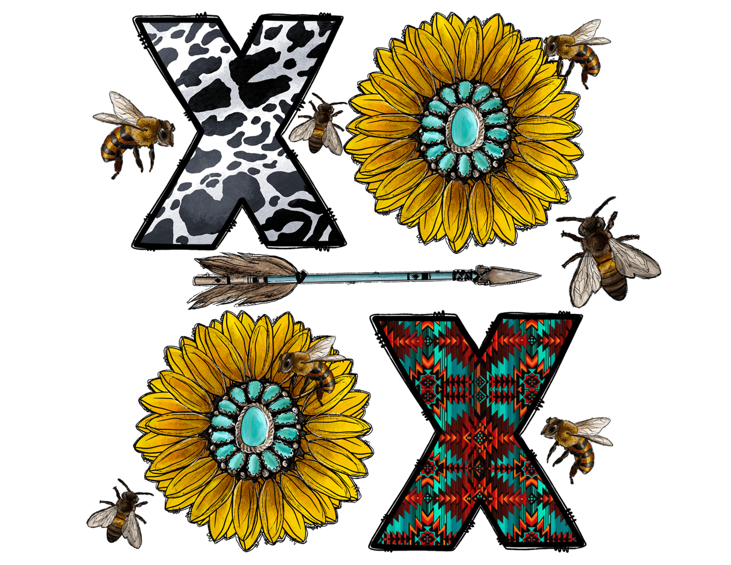 XO XO Sunflowers w/Bees