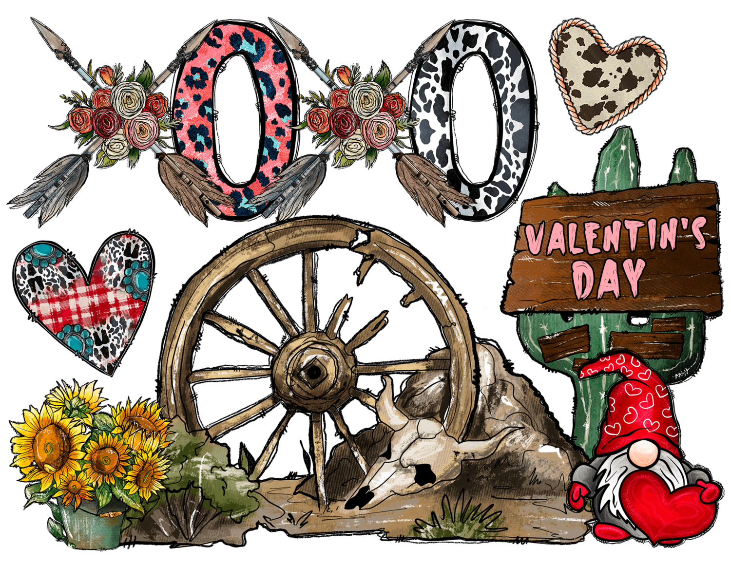 XO XO Valentines day with gnome