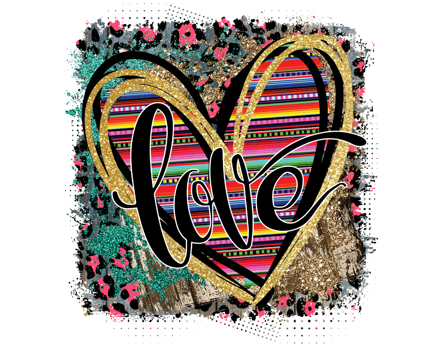 Love heart with patterned background