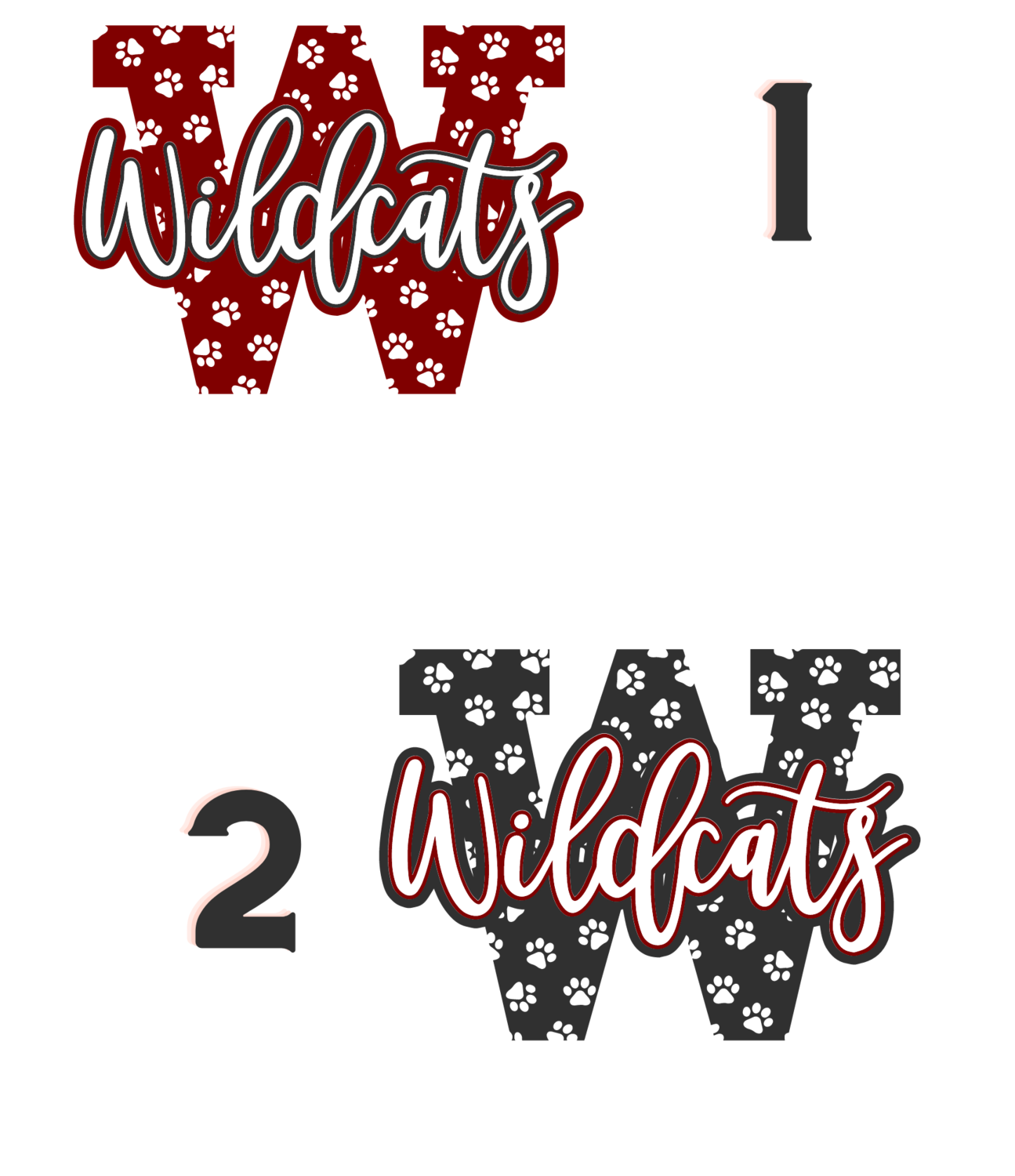 W Wildcats with Pawprints