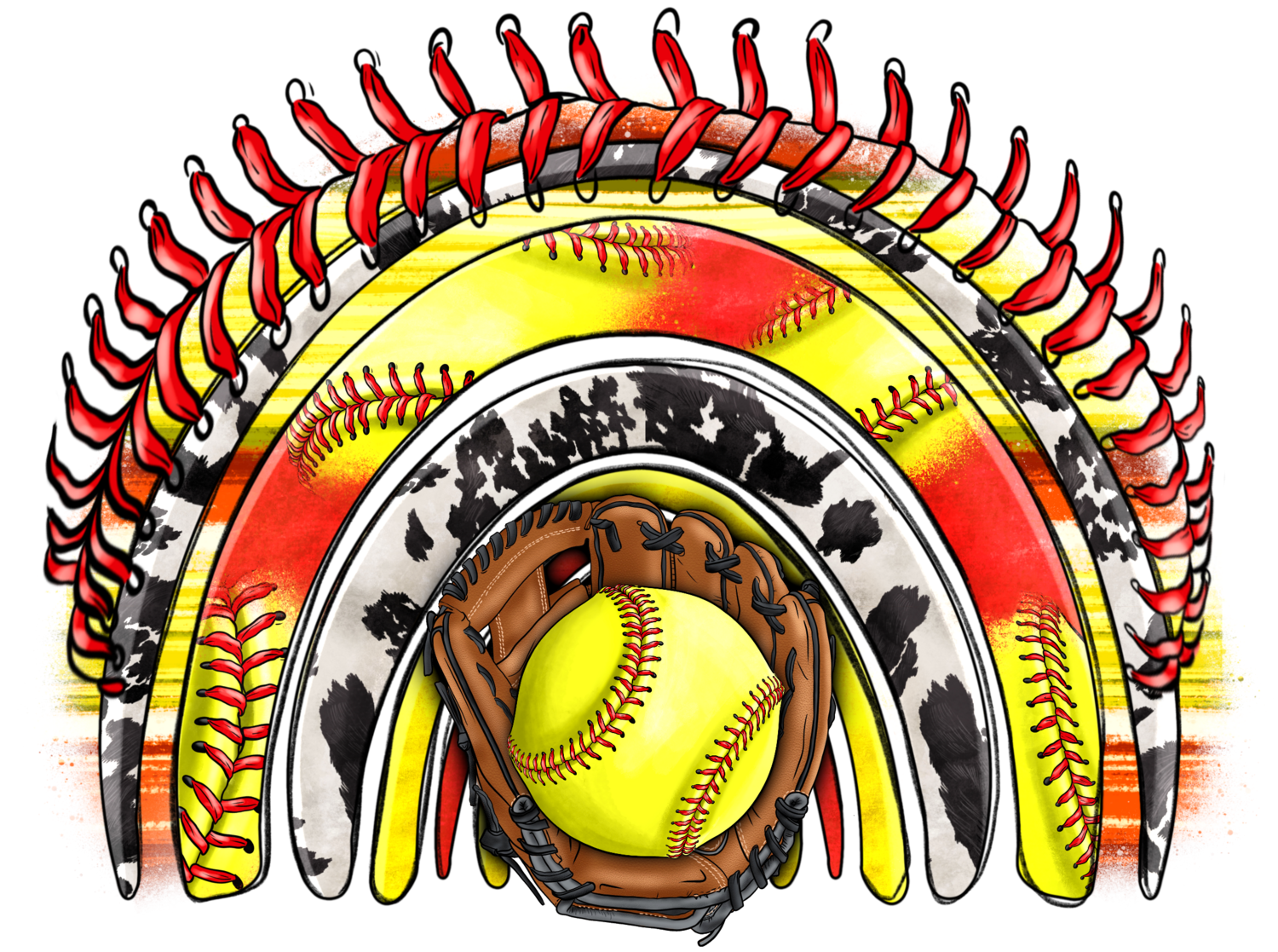 Western Softball Cowhide Rainbow
