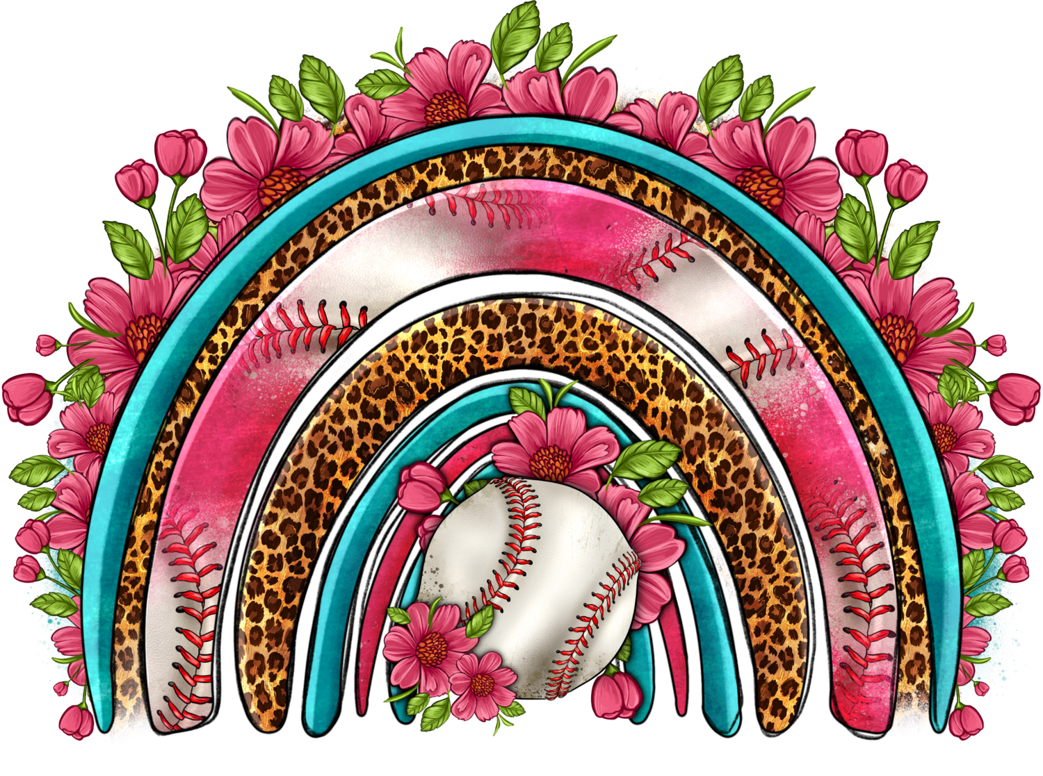 Baseball Floral Ribbon