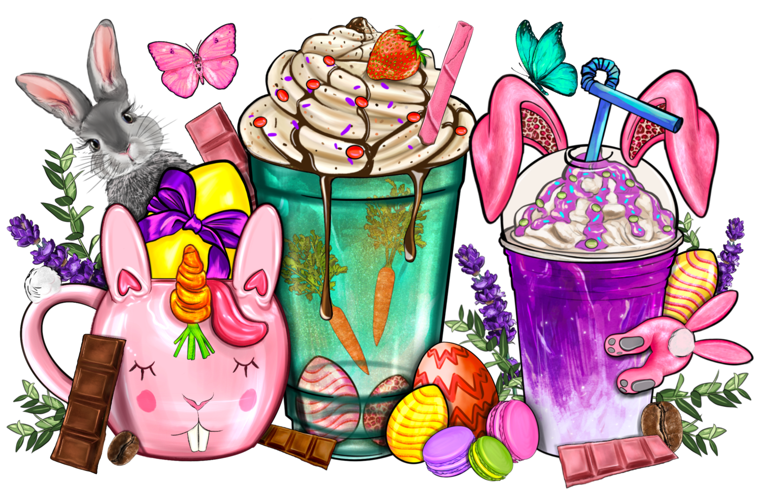 Easter coffee Cups with bunny