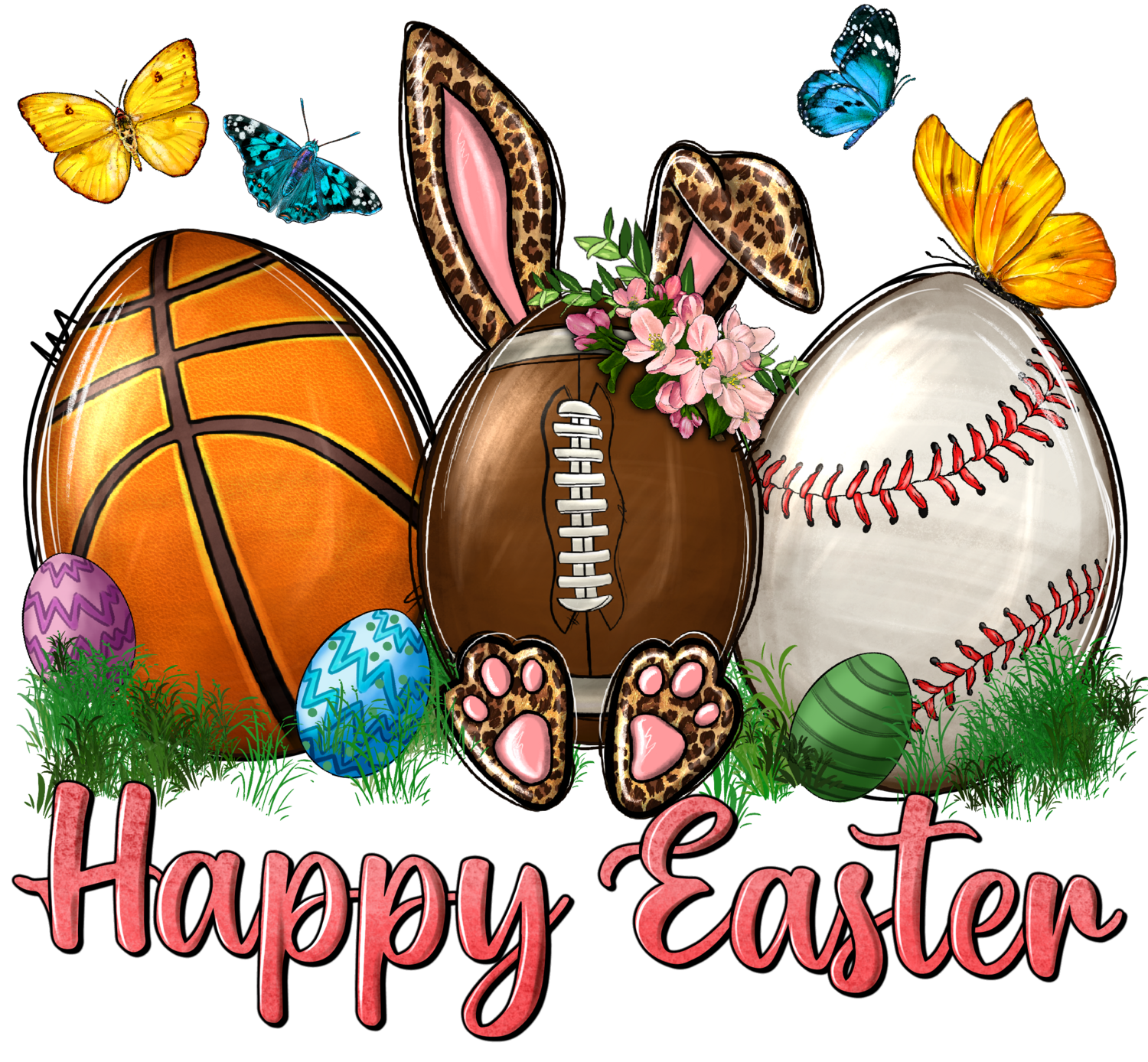 Happy Easter Sports with Butterfly
