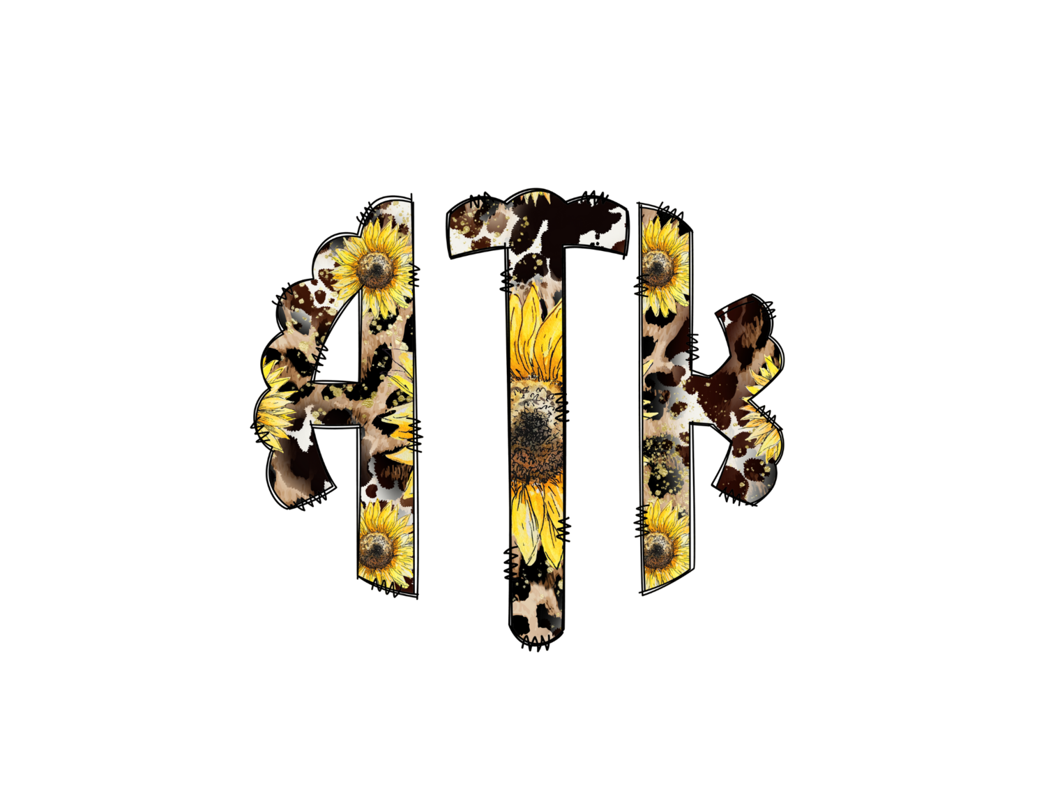 Sunflower Leopard Cow Monogram
