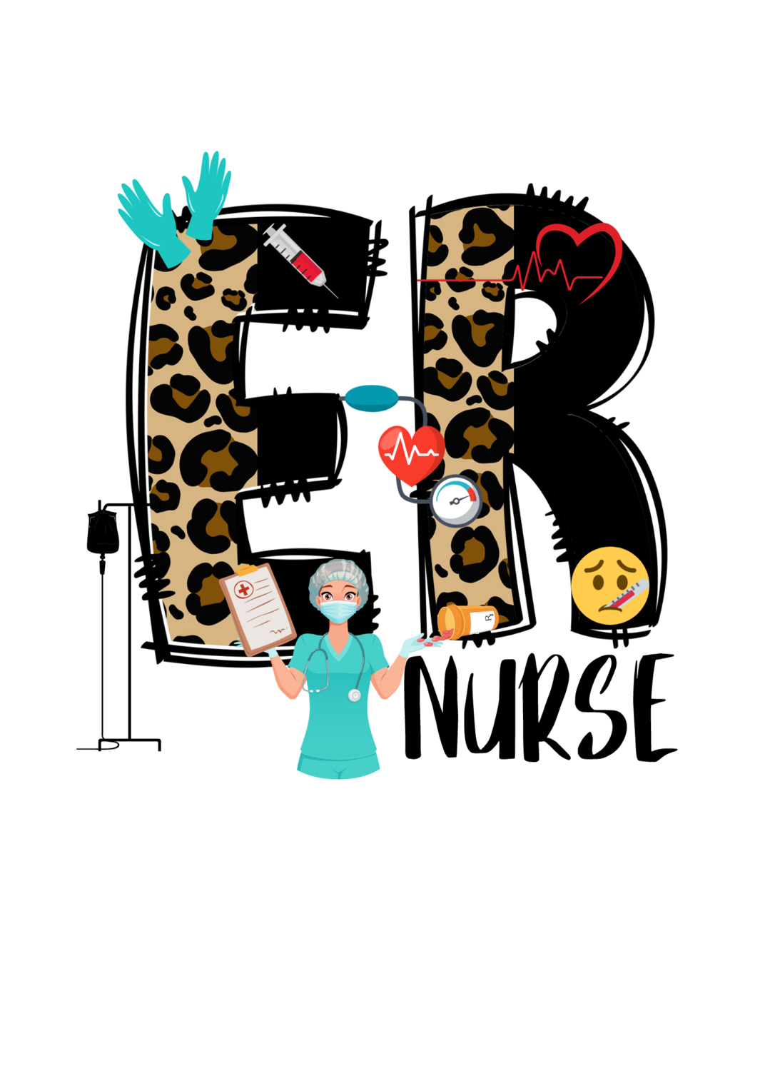 ER Nurse Black half leopard