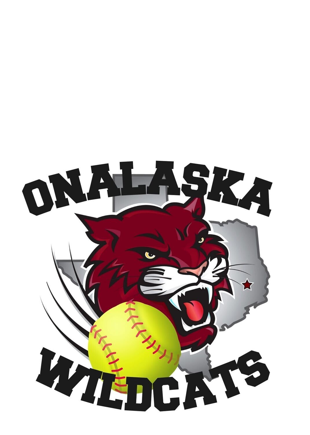 Onalaska Wildcat softball with logo