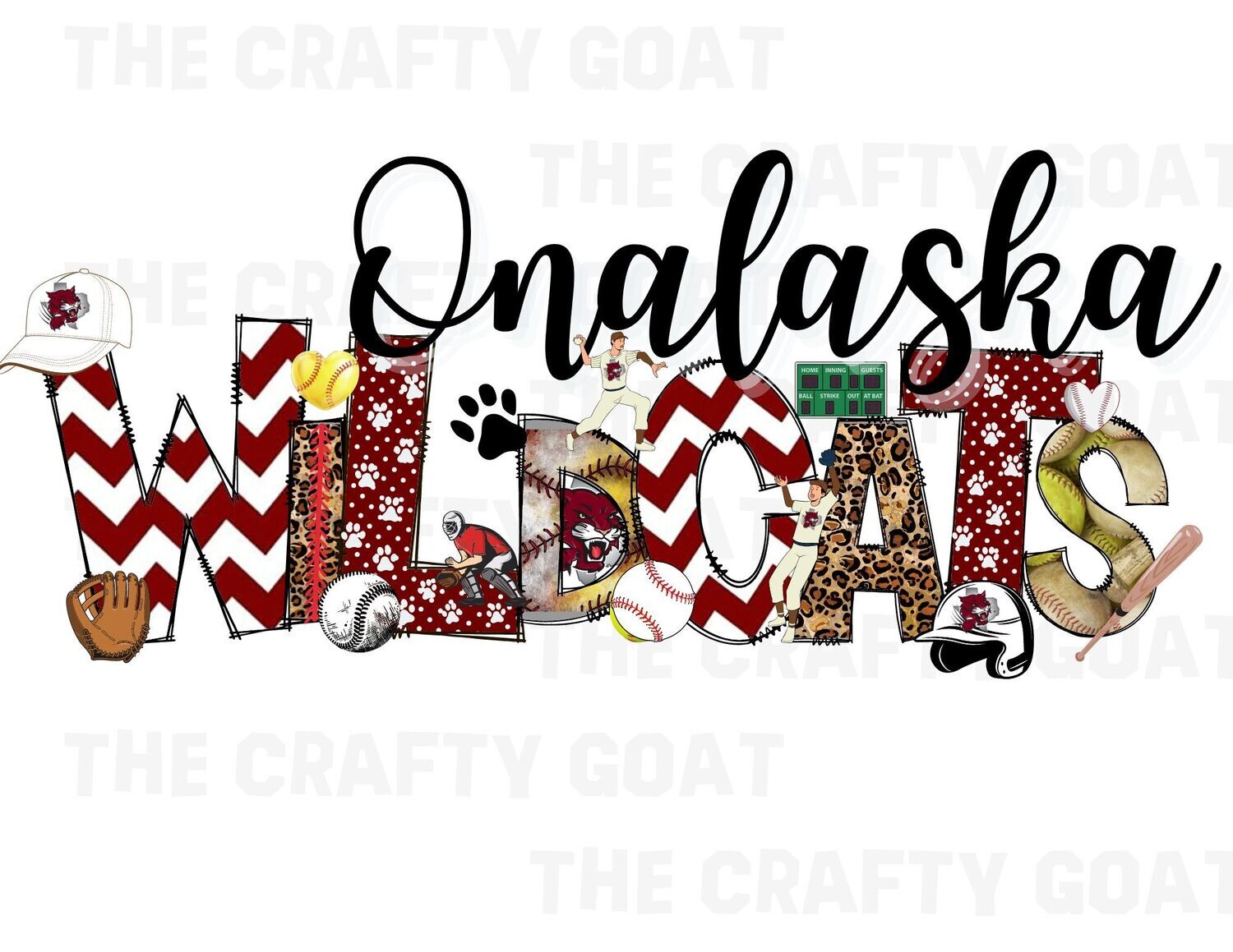 Onalaska Wildcat Softball/Baseball design letters