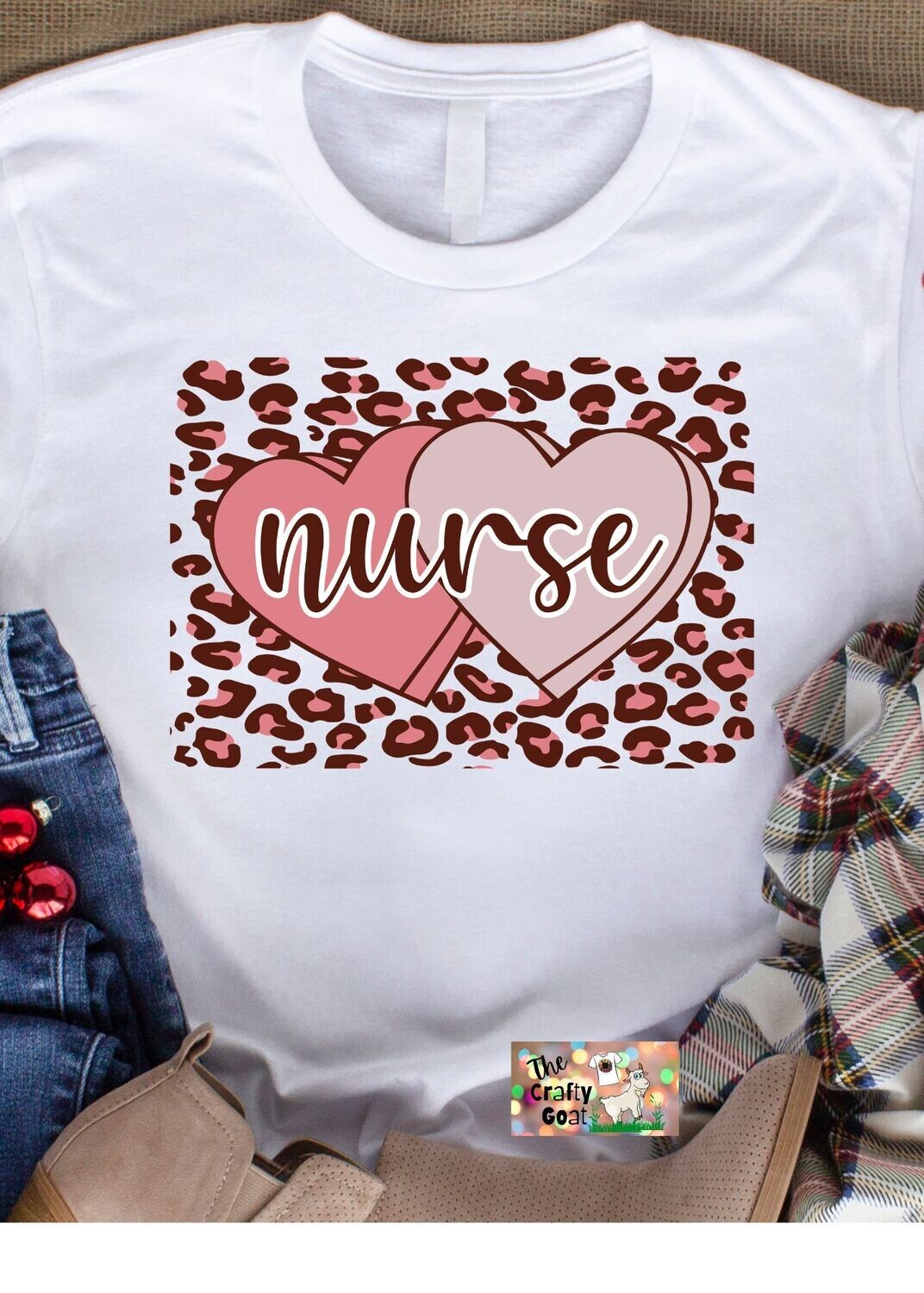 Nurse in candy hearts leopard