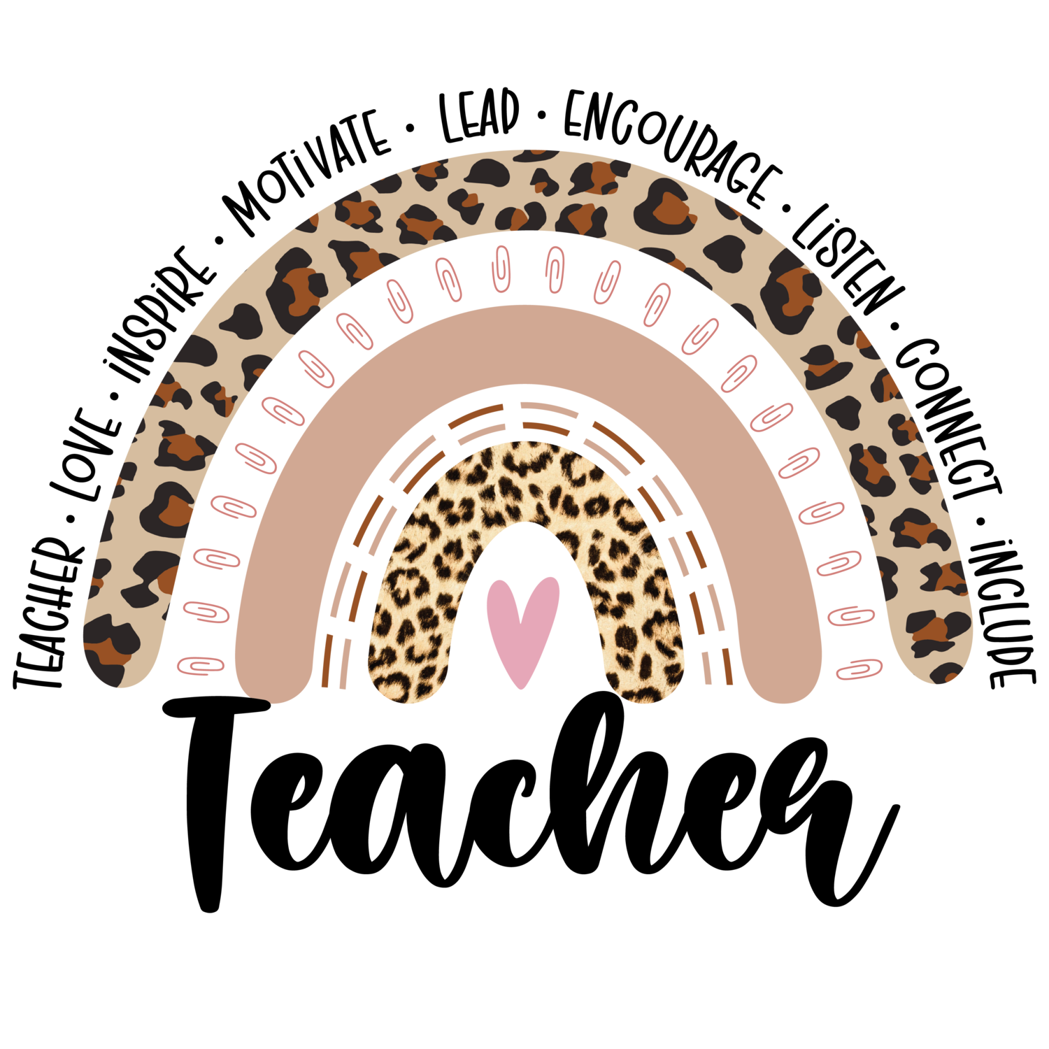 Leopard Teacher Boho Rainbow