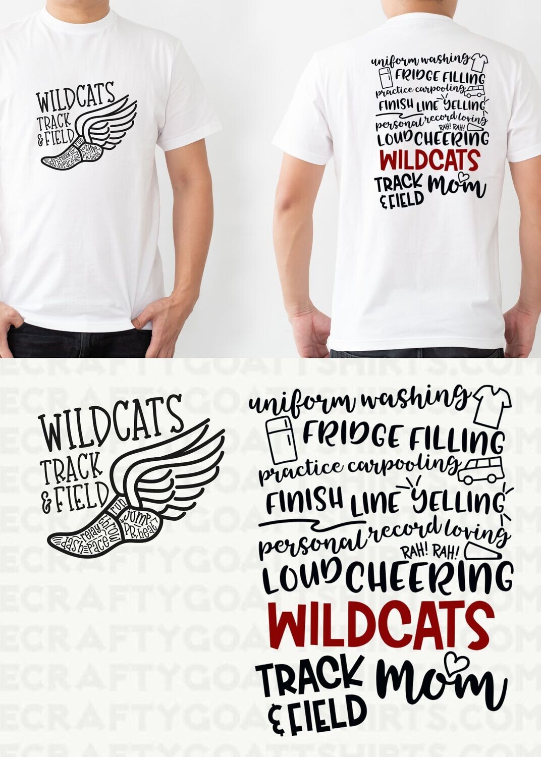 Wildcat Track loud cheering mom- Front and back