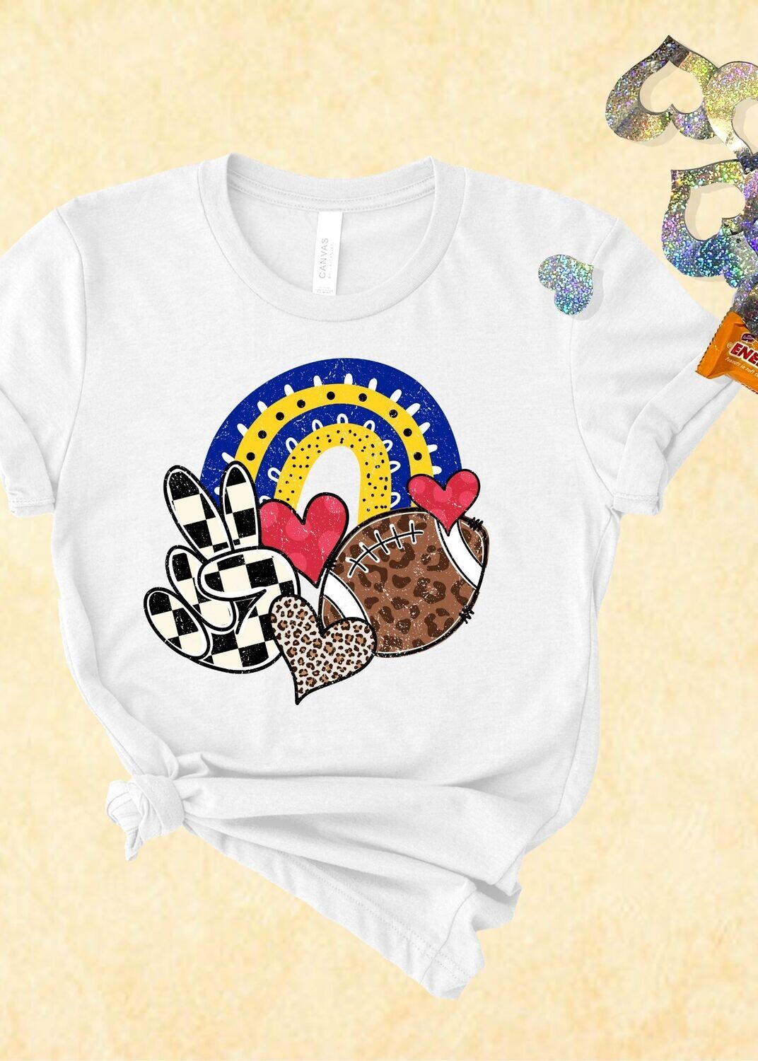 Peace Love Football- Blue yellow