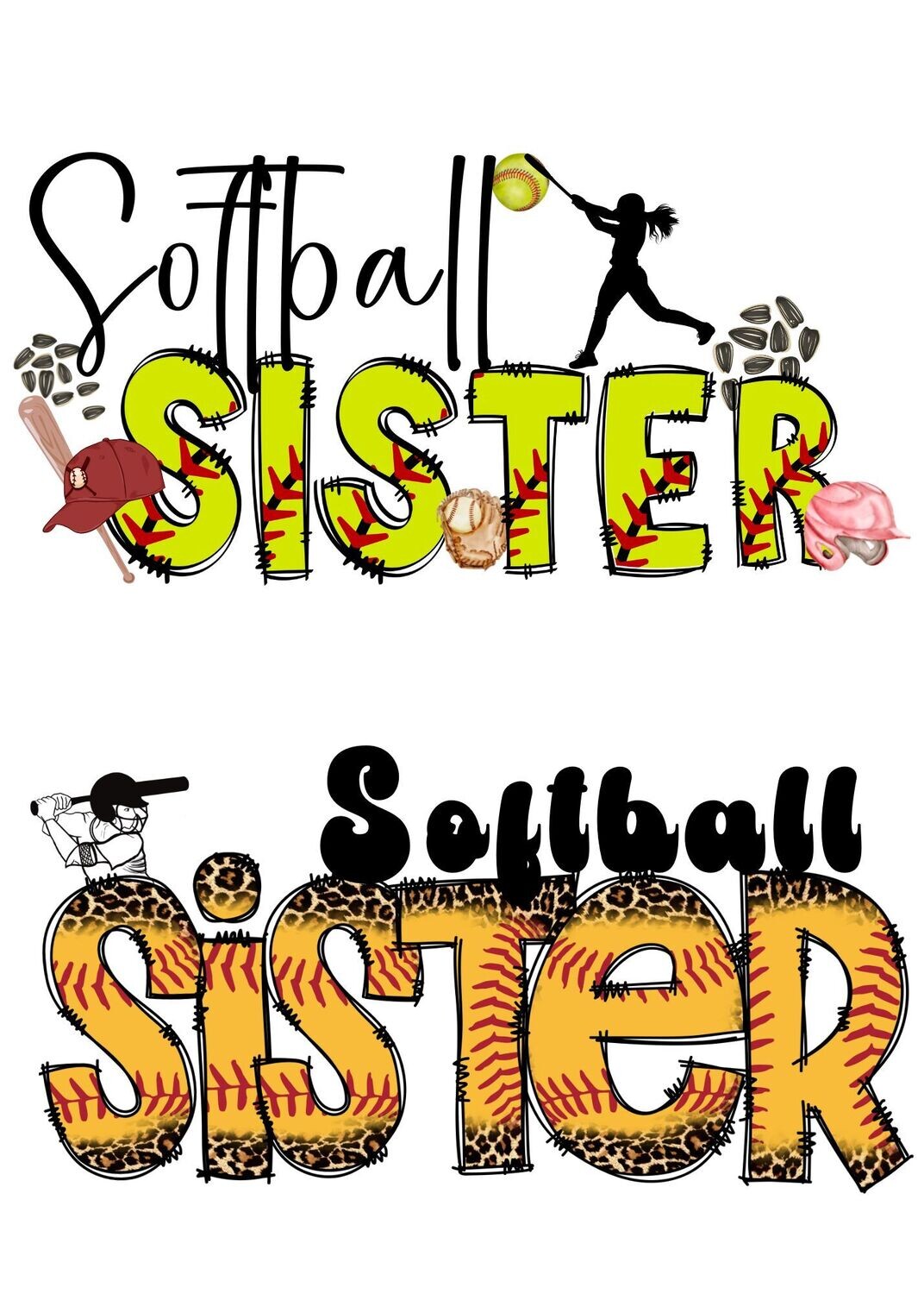 Softball Sister Doodle Letters