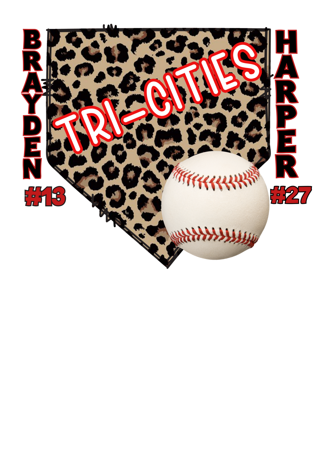 Tri-Cities Baseball Home Plate (Kid names can be changed or taken off as well as the city)