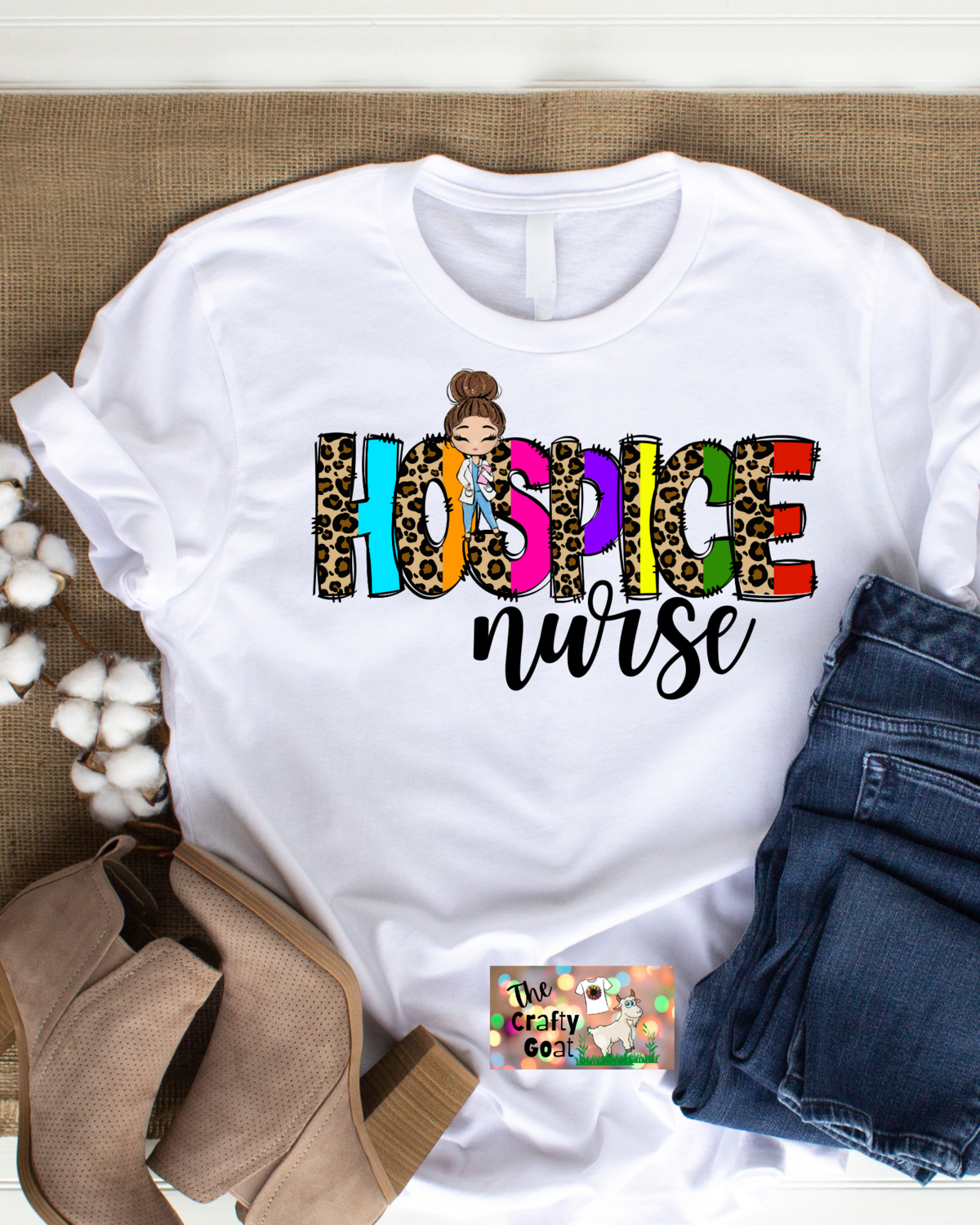 Hospice Nurse bright leopard