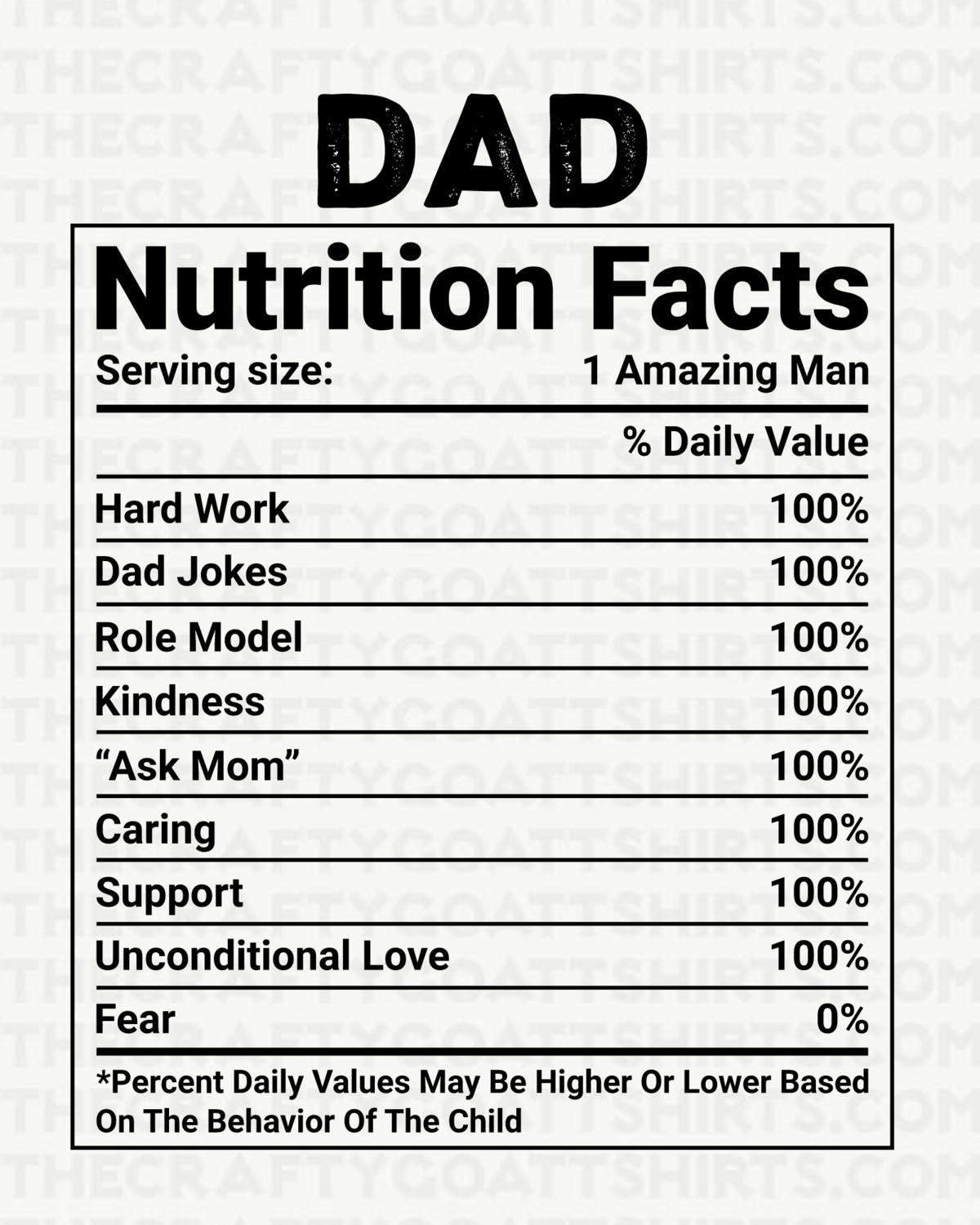 Dad Nutritional Facts