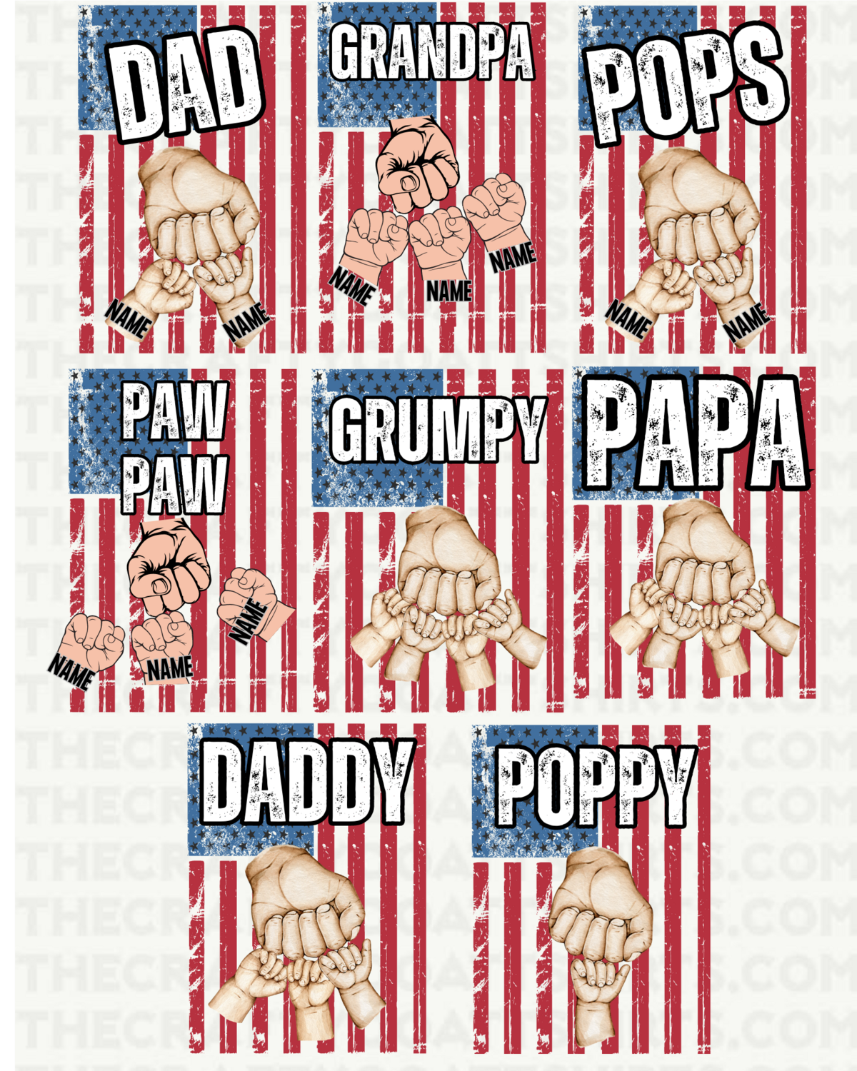 Customized Fathers Day Hands with names