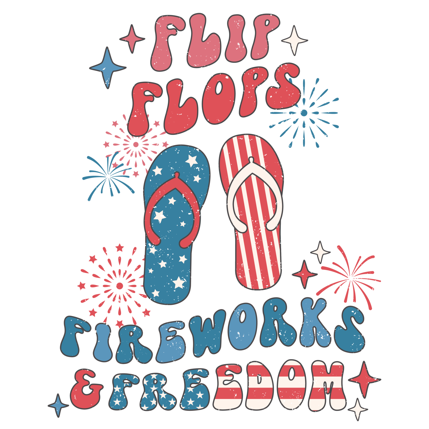 Flip Flops, Fireworks and Freedom Distressed