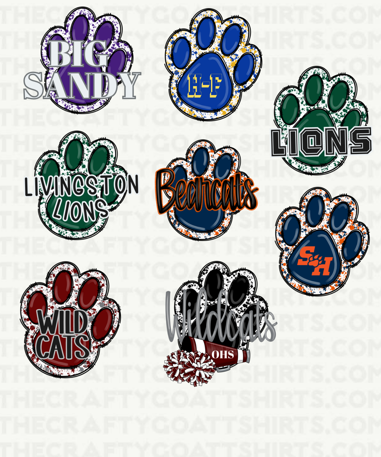 School Spirit Pawprint Logos