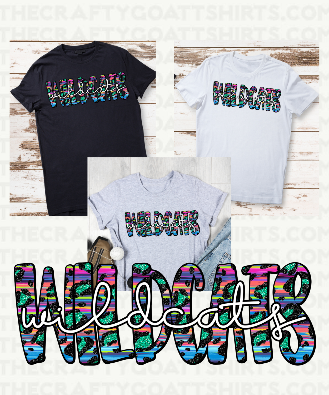 Wildcats leopard serape letters