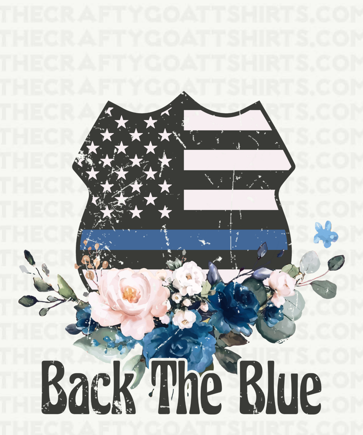 Back the Blue Distressed Flower Badge