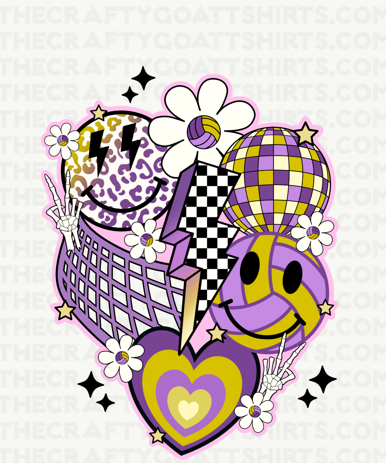 Purple/Gold Volleyball Retro Design