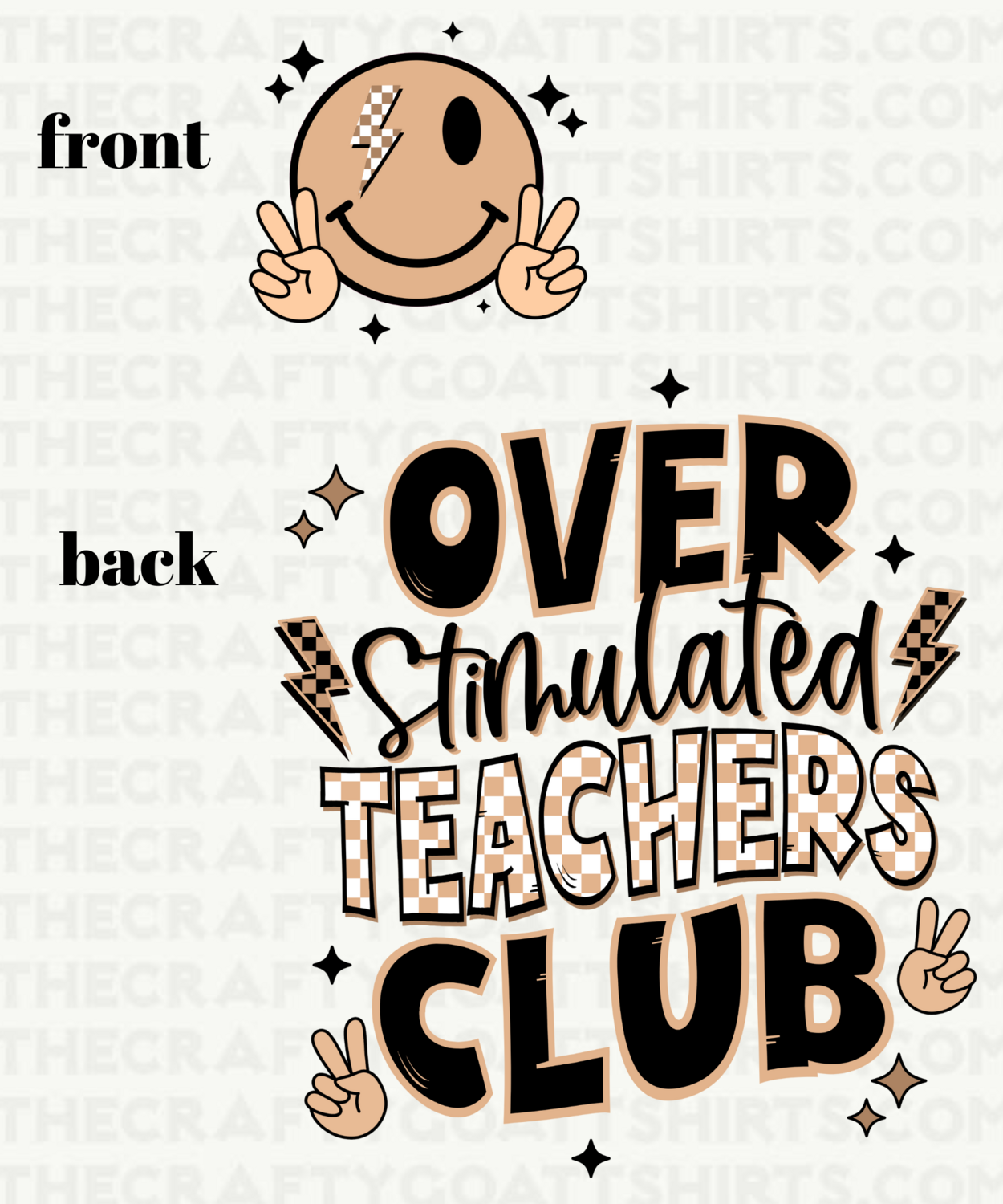 Over Stimulated Teachers Club Black- Front and Back design