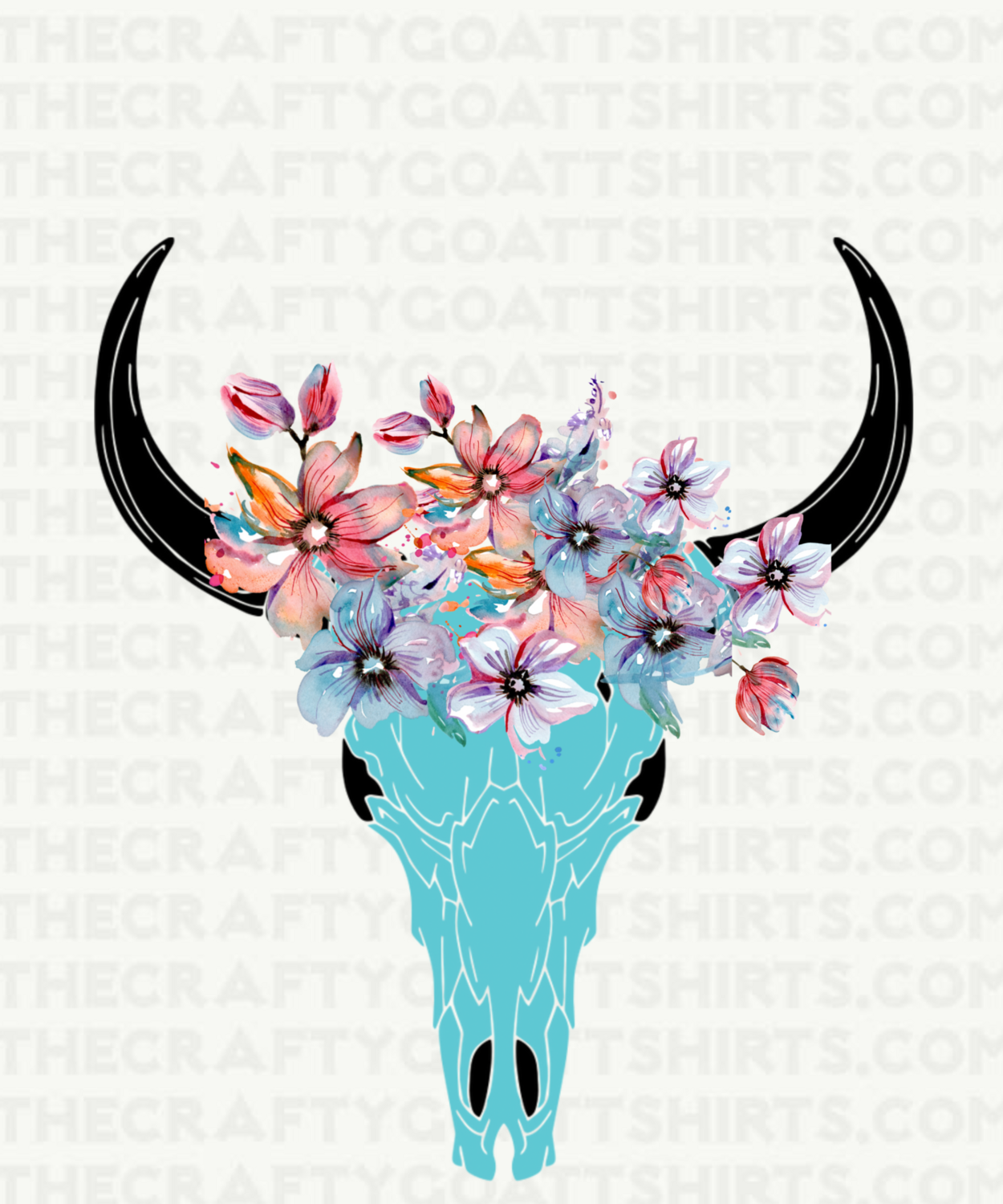 Blue Floral Skull