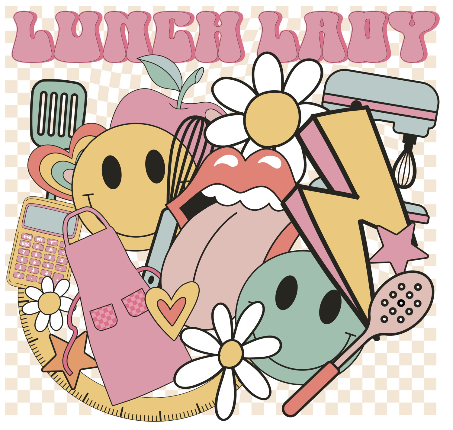 Lunch Lady retro background