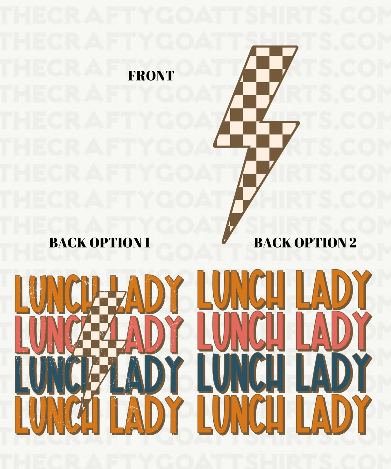 Lunch Lady retro Bolt- Front and Back