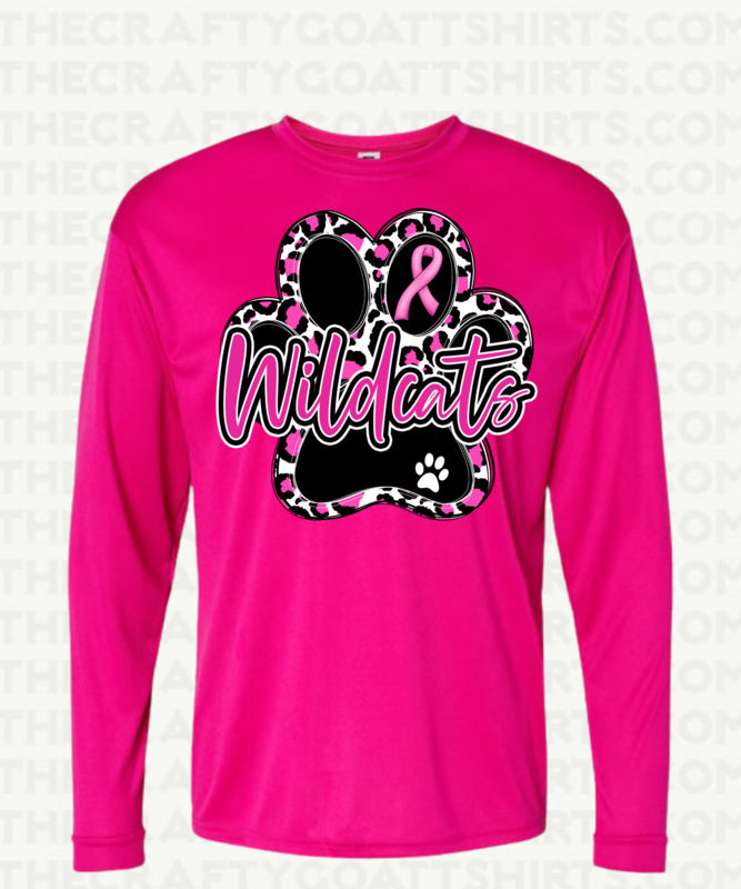 Wildcats Pawprint PINK OUT-Long Sleeve Dri-Fit