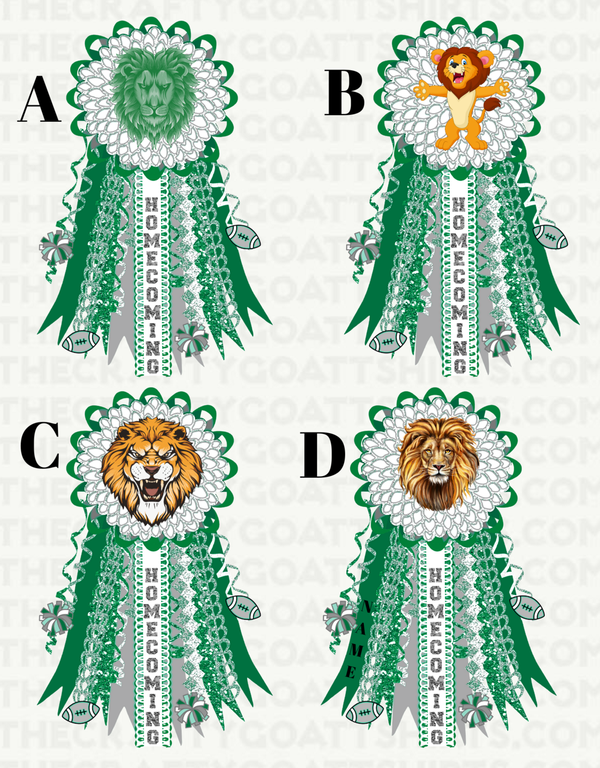 Green and White Homecoming Mum