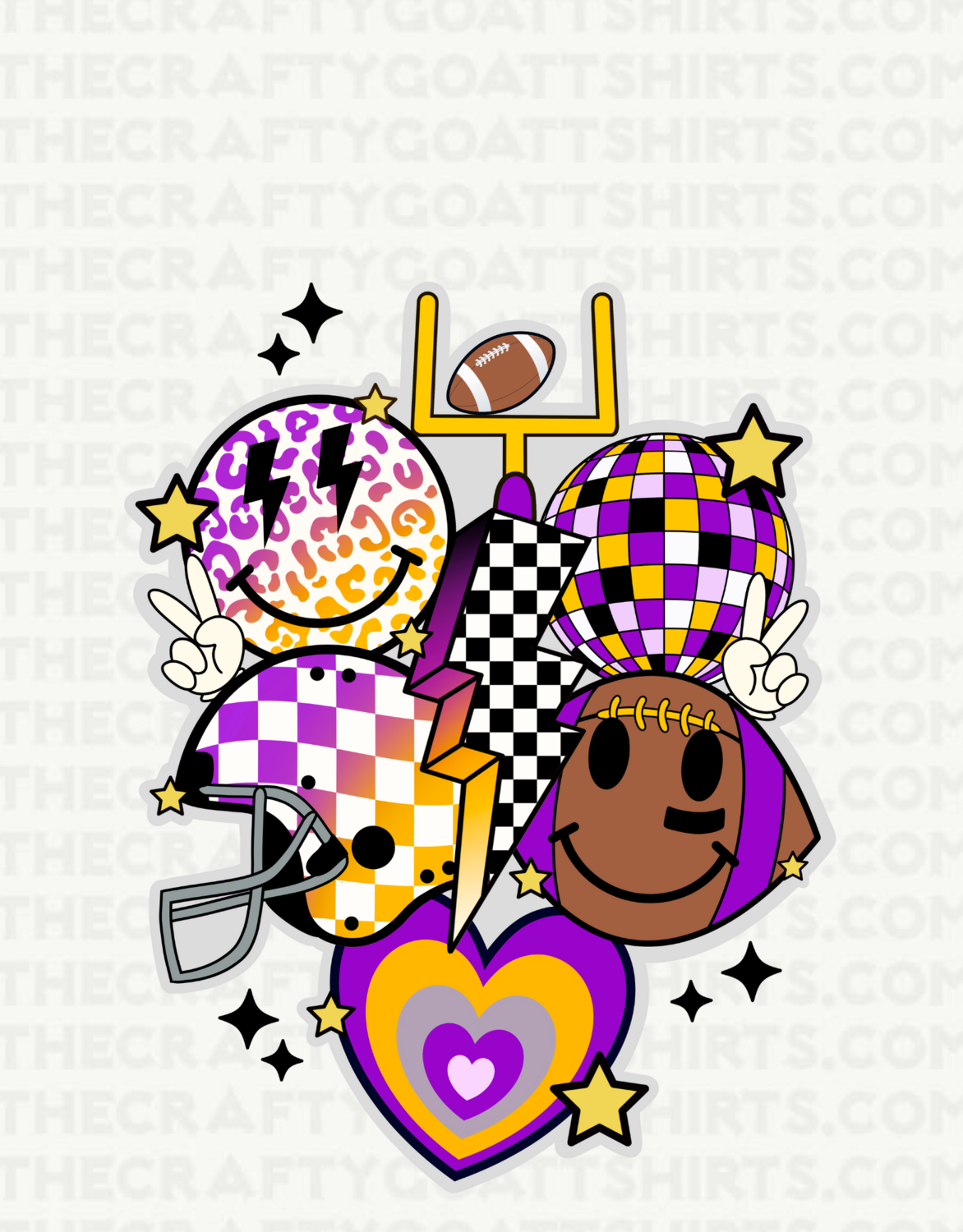 Retro Purple Football Collage