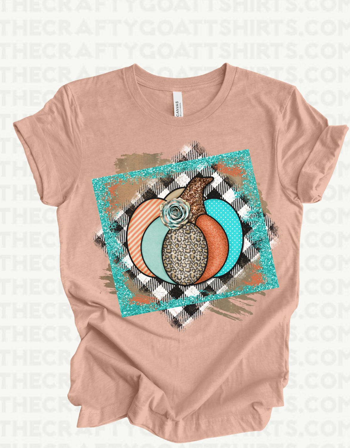 Fall Pumpkin Checkered Glitter