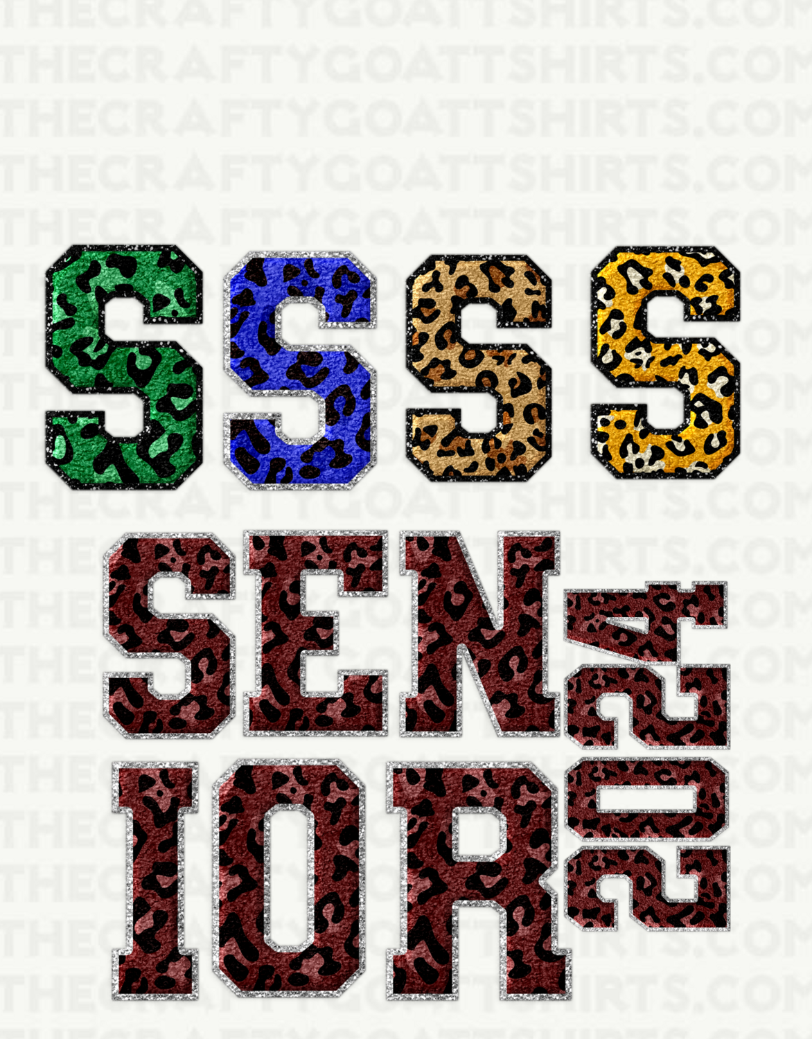 Senior 2024 Colorful Leopard- choose School Color Font