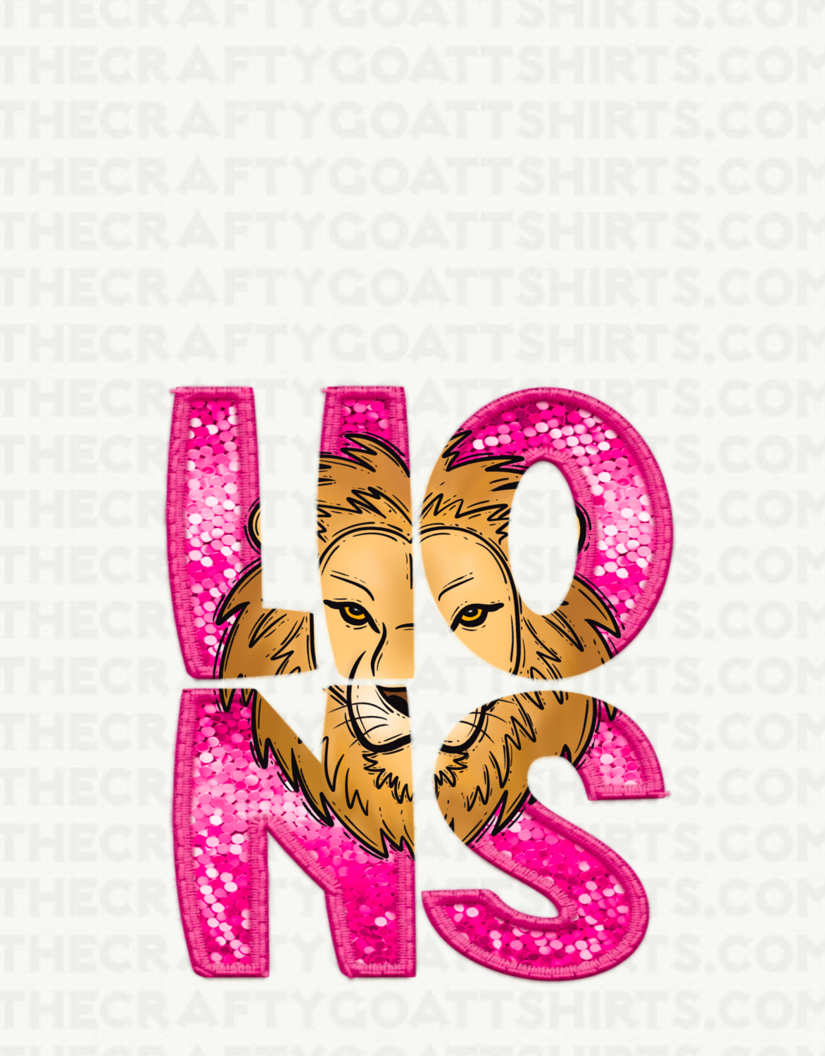 Lions Pink Sequin Faux Embroidered