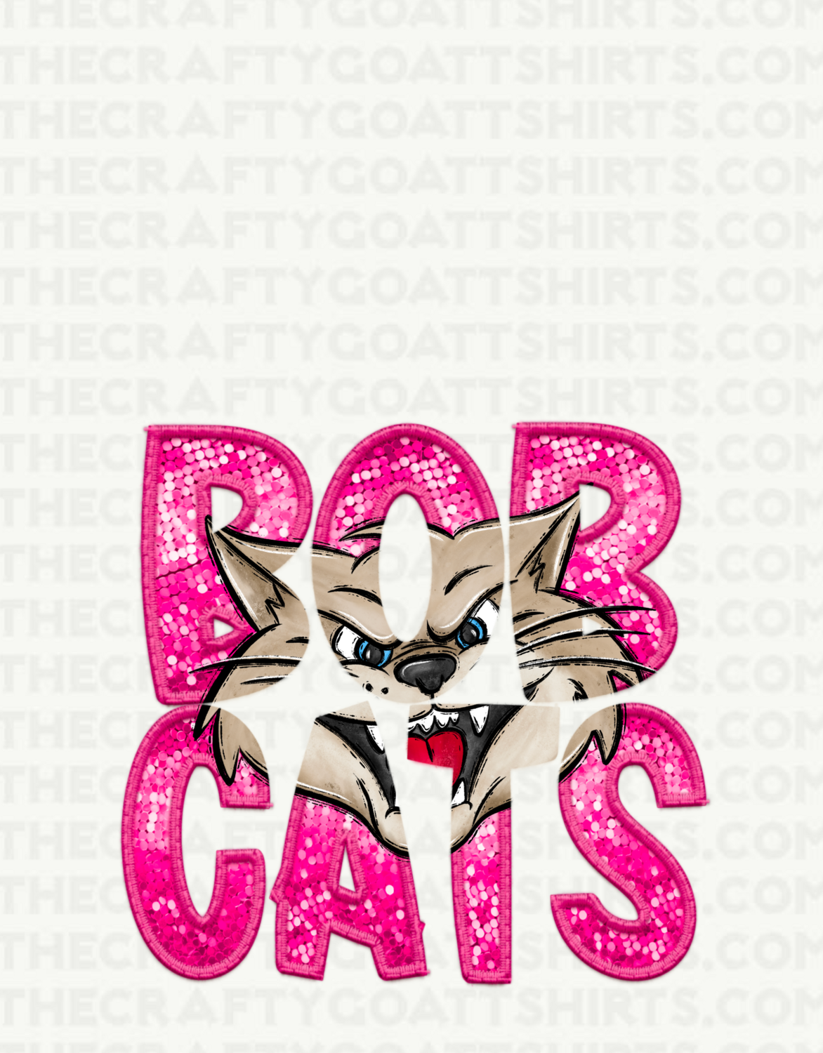 Bobcats Pink Sequin Faux Embroidered