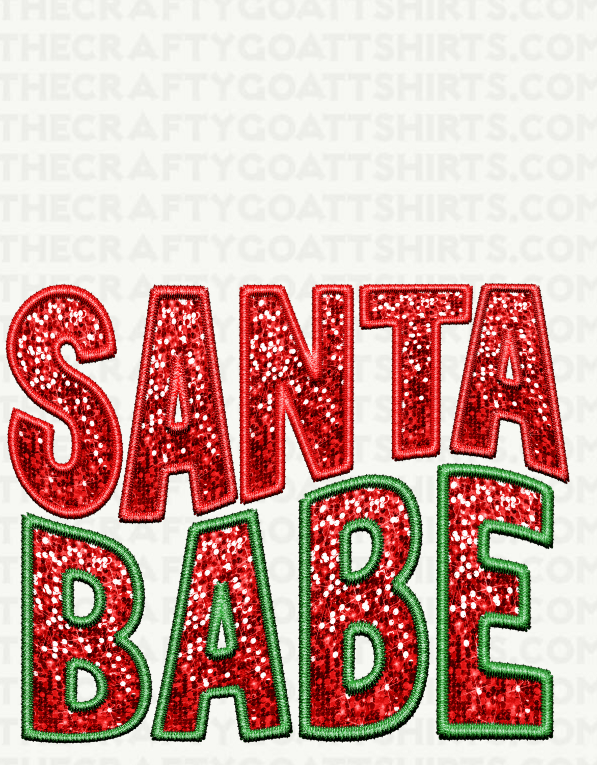 Santa Babe Faux Embroidery Glitter
