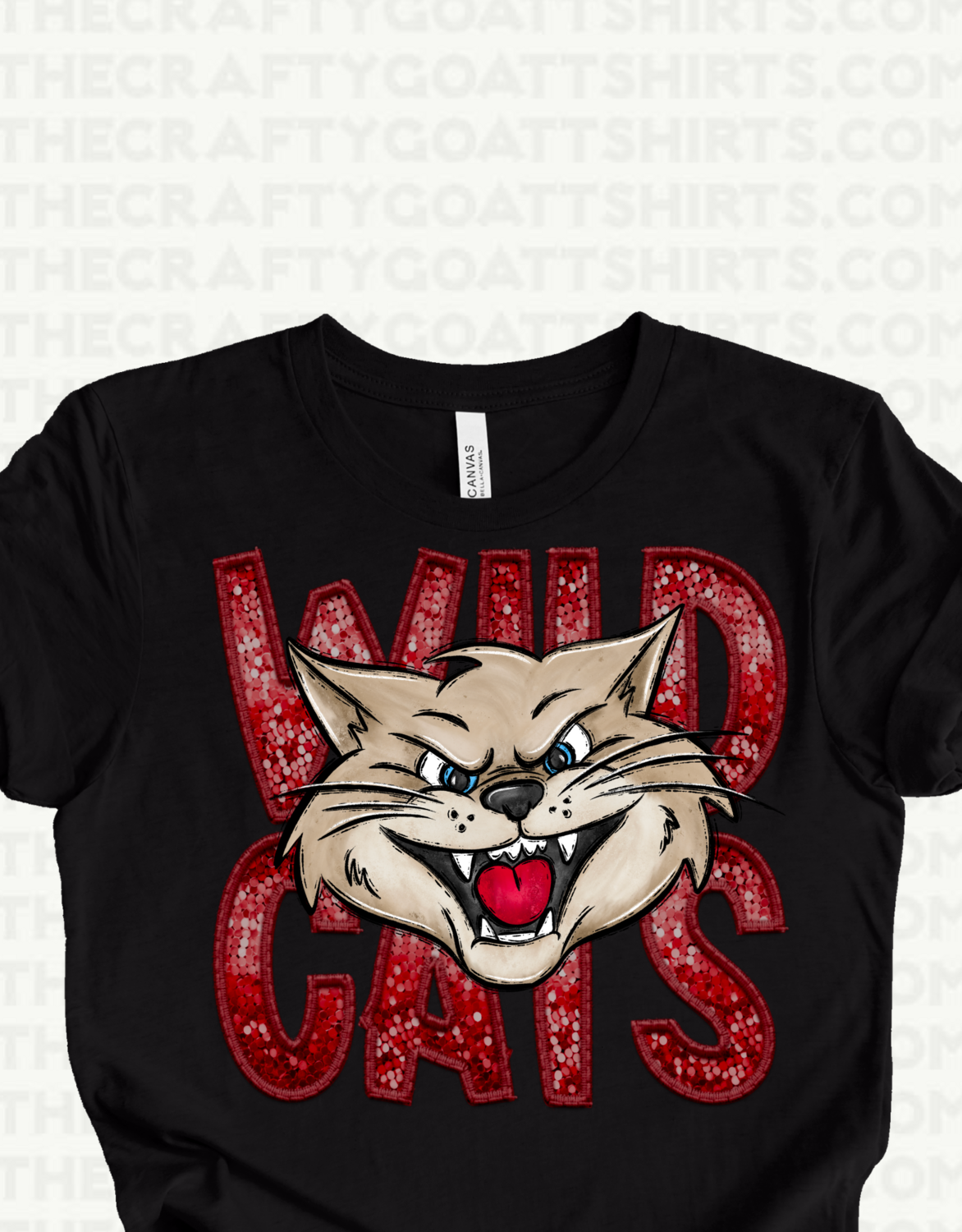 Wildcats Faux Embroidery With mascot
