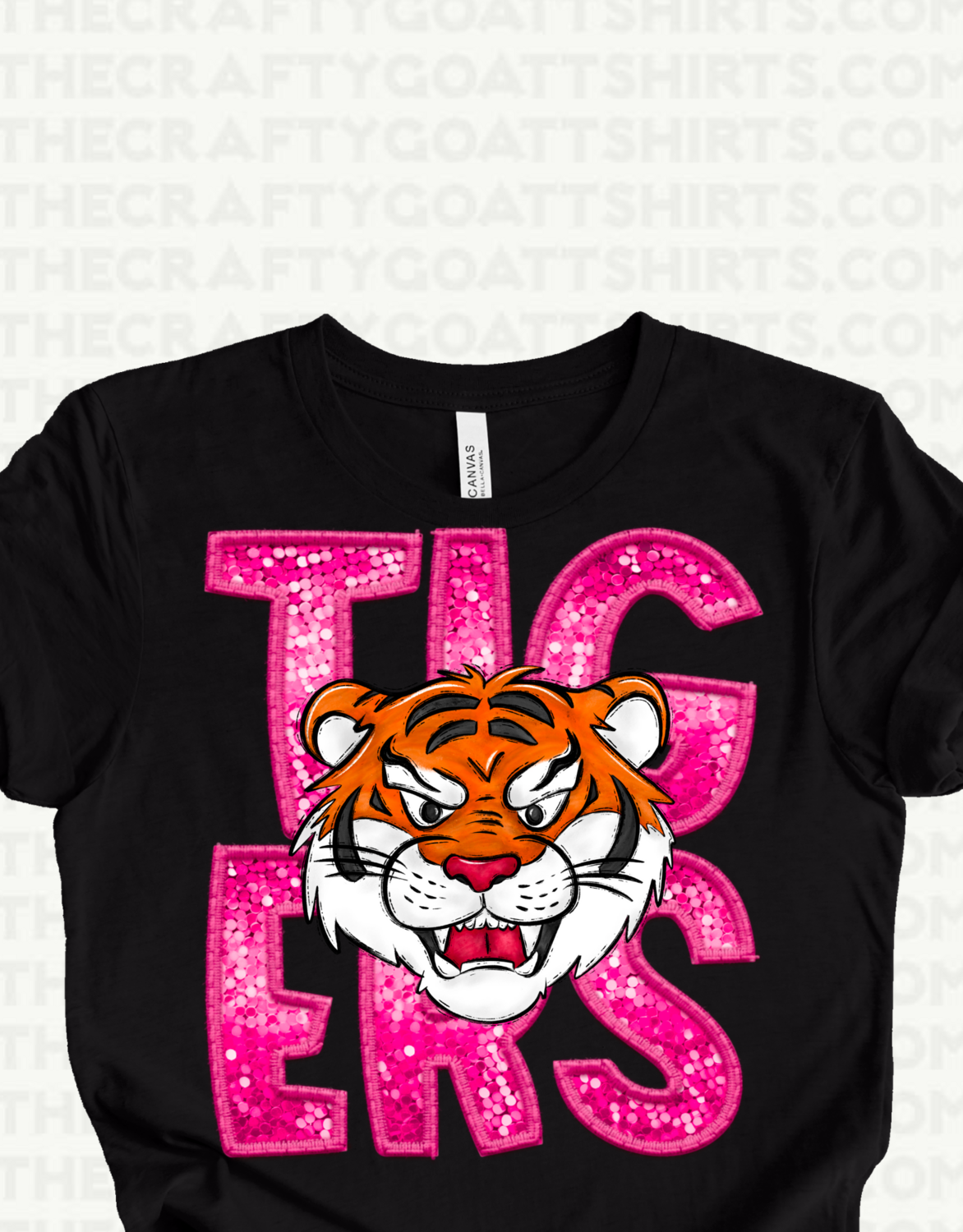 Tigers Faux Embroidery With mascot Pink Out