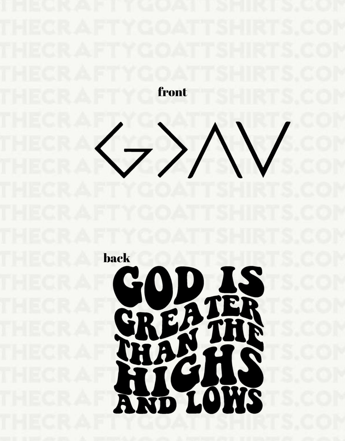 God is Greater than The Highs and Lows-Front and back
