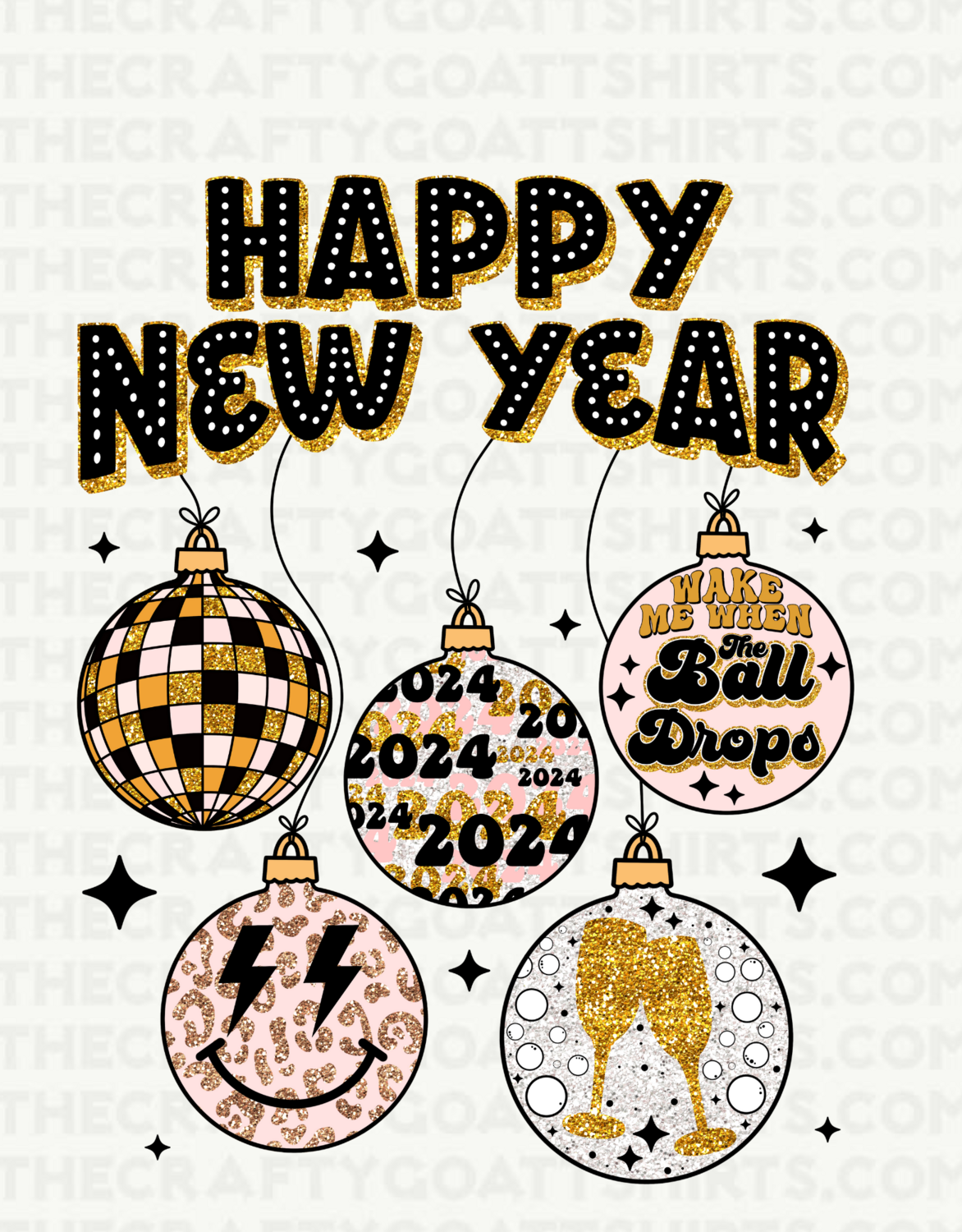 Happy New Year Glitter Balls