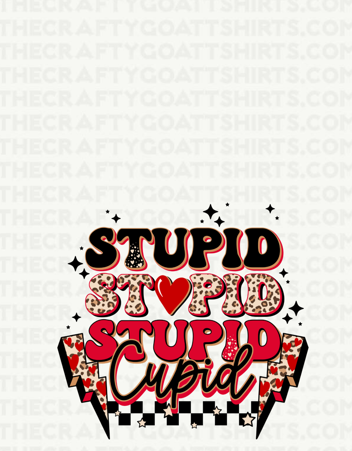 Stupid Stupid Cupid with checkered background