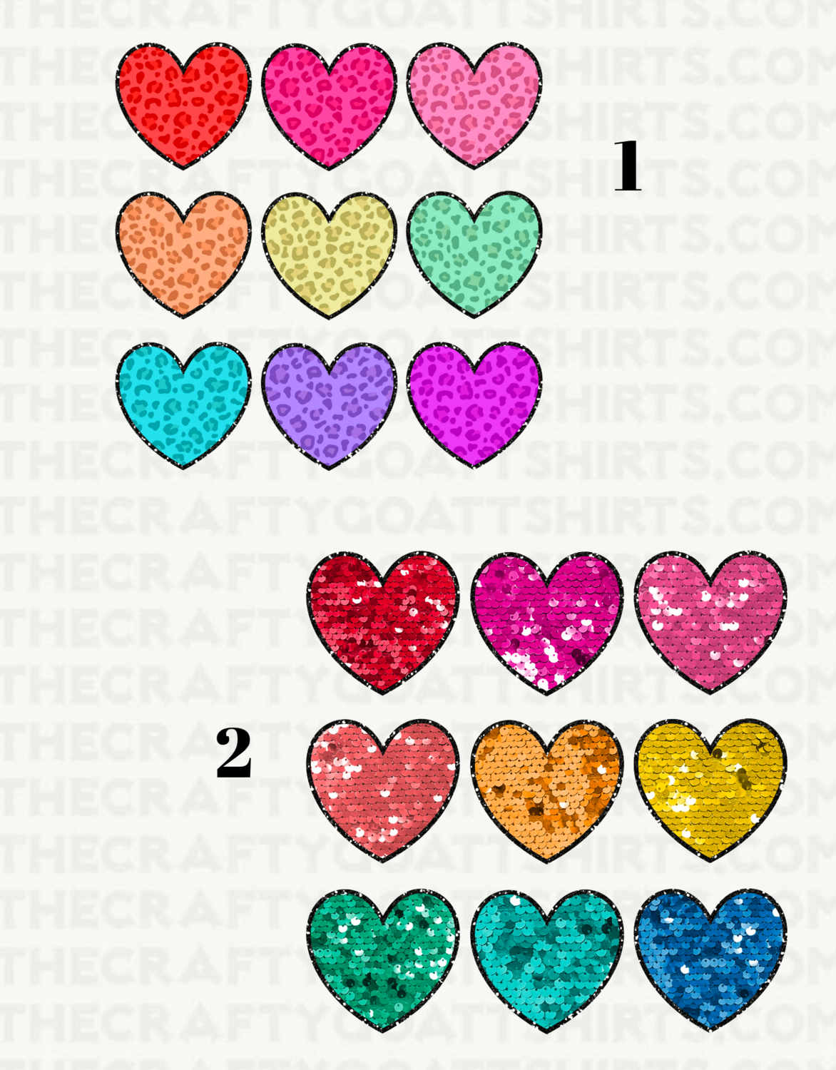 Valentines Day Hearts -Leopard or Faux Sequin