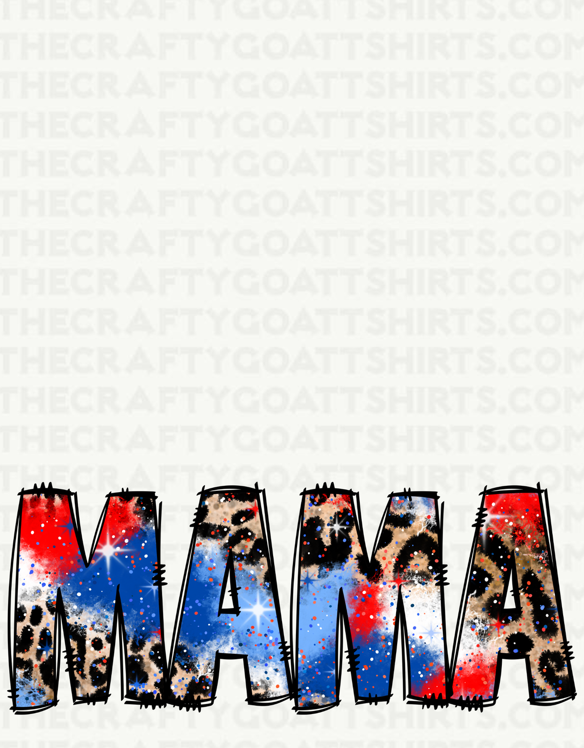 Mama Red, White, Blue Leopard