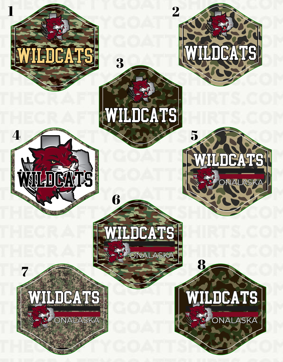 Camo Wildcats- Can customize any school or name